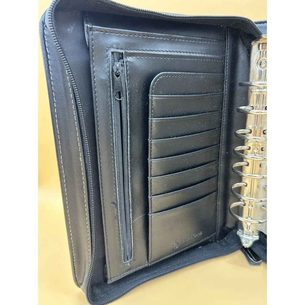 Franklin Covey Black 7 Ring Binder Planner Organizer Handles Zip Tote w/Handles